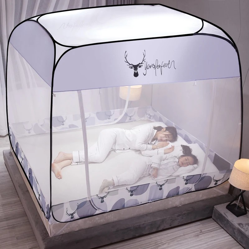 

TT Installation-Free Mongolian Bag Mosquito Net Household Three-Door Door without Bracket Children DropStudent -Resistant