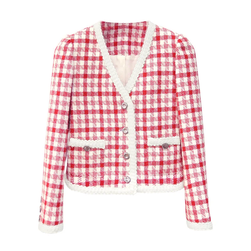 Осень 2020 модные твидовые пальто и куртки женская укороченная твидовая куртка