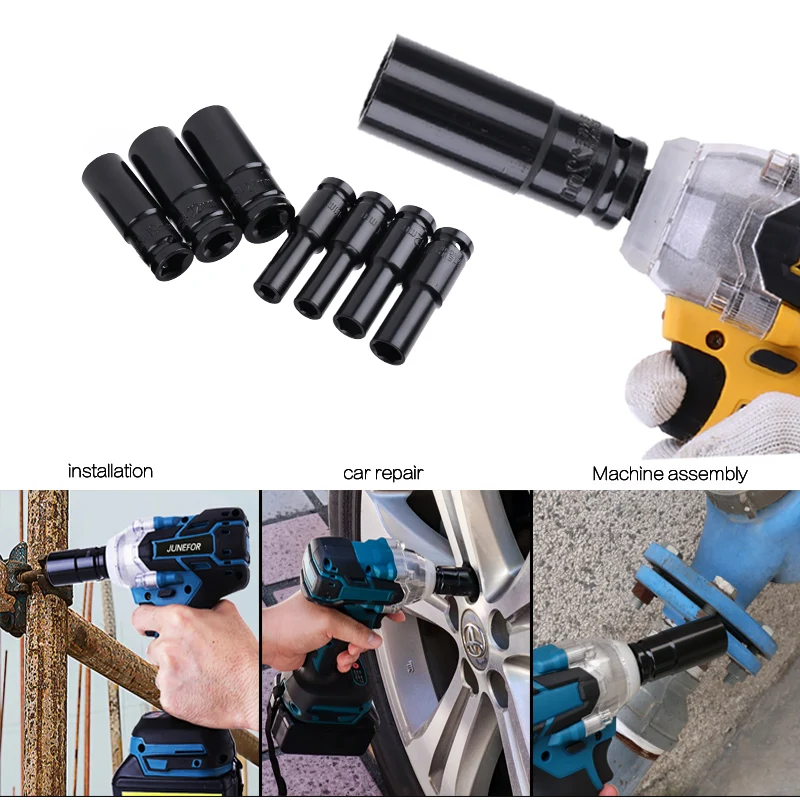 

Electric Impact Wrench Socket 1/2" Drive Spanner Converter Reducer Socket Wrench Tool Sets Electric Drill Ratchet Wrench Sleeve
