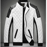 autumn winter 2021 new fashion mens jacket stand collar leather jacket with black and white stand collar jacket