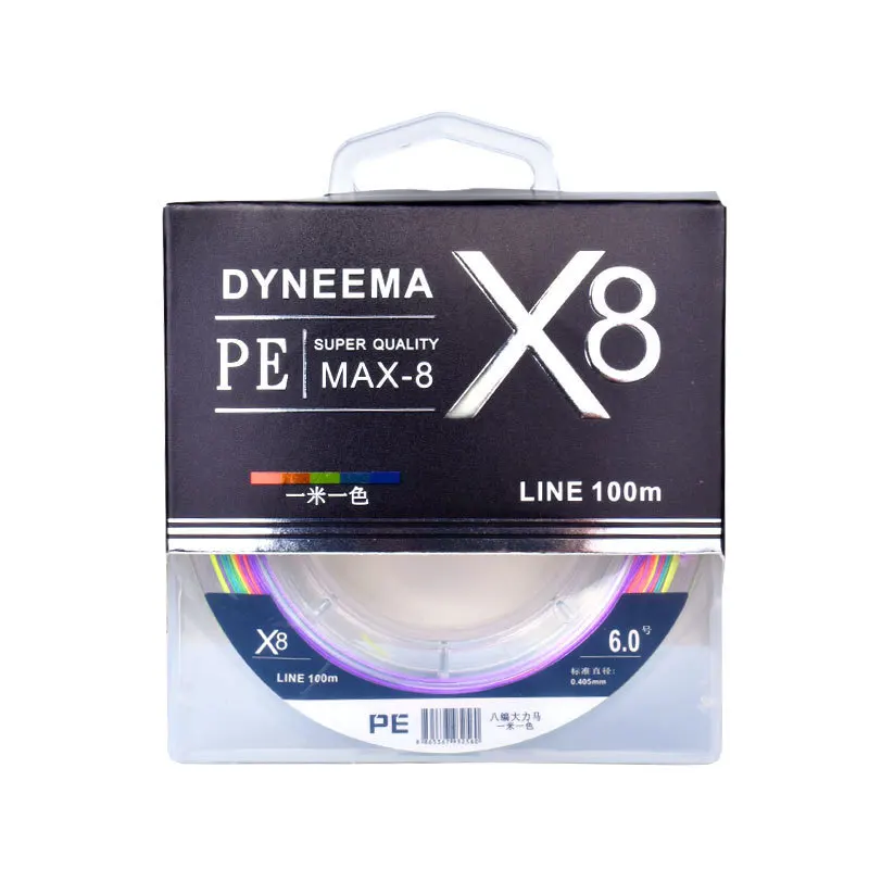 

8 Braided PE Braided Multicolored Raft Fishing Line 100 Meters Anti-bite Line Wear-resistant Luya Black Sturgeon Line Pe Line