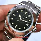 Часы bliger мужские, 39 мм, без логотипа, черный циферблат, оранжевый, светящиеся знаки знаков, однотонный чехол, дата, окно, сапфировое стекло, автоматические, B298