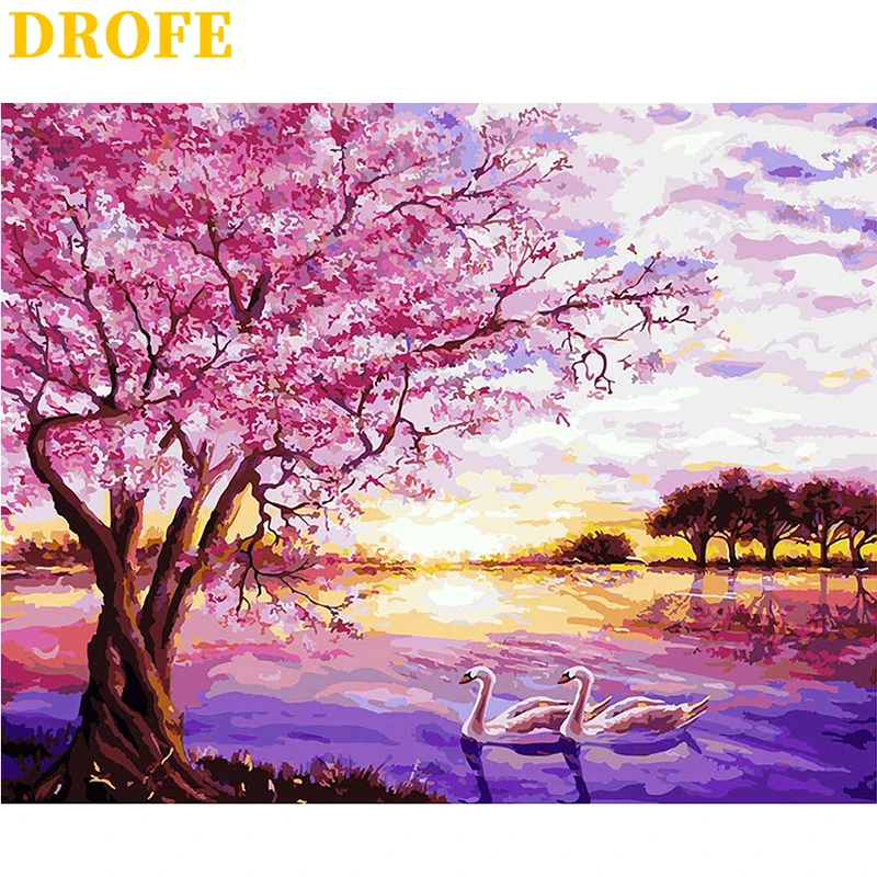 

DROFE DIY Frame Painting By Numbers Wooden Frame 40x50cm Combination Unique Gift Wall Art Picture Artworks Home Decor