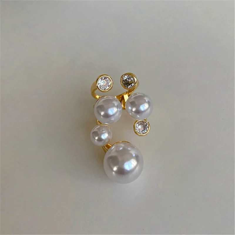 

Big Simulated Pearl Statement Rings For Women Luxury Finger Jewelry Wholesale Anillo Femenino