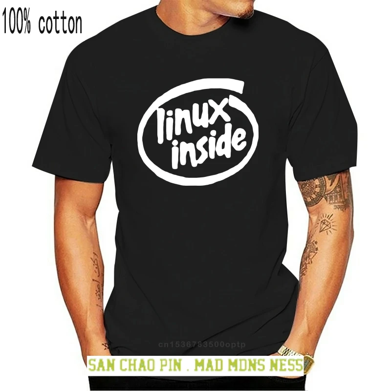 

Linux Inside Left Chest Logo Computer Geek Nerd Cool T-Shirts Men 2020 Summer Fashion O Neck Hip Hop Short Sleeve T-Shirt