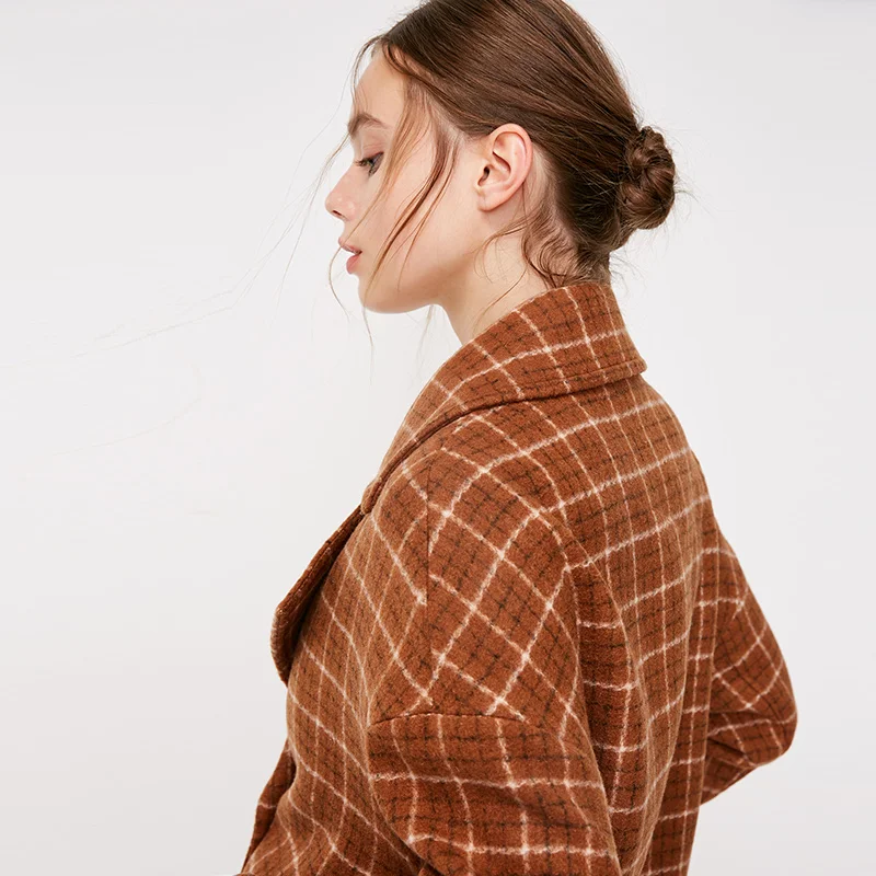 Vero Moda зимнее клетчатое длинное шерстяное пальто с лацканами | 318327551
