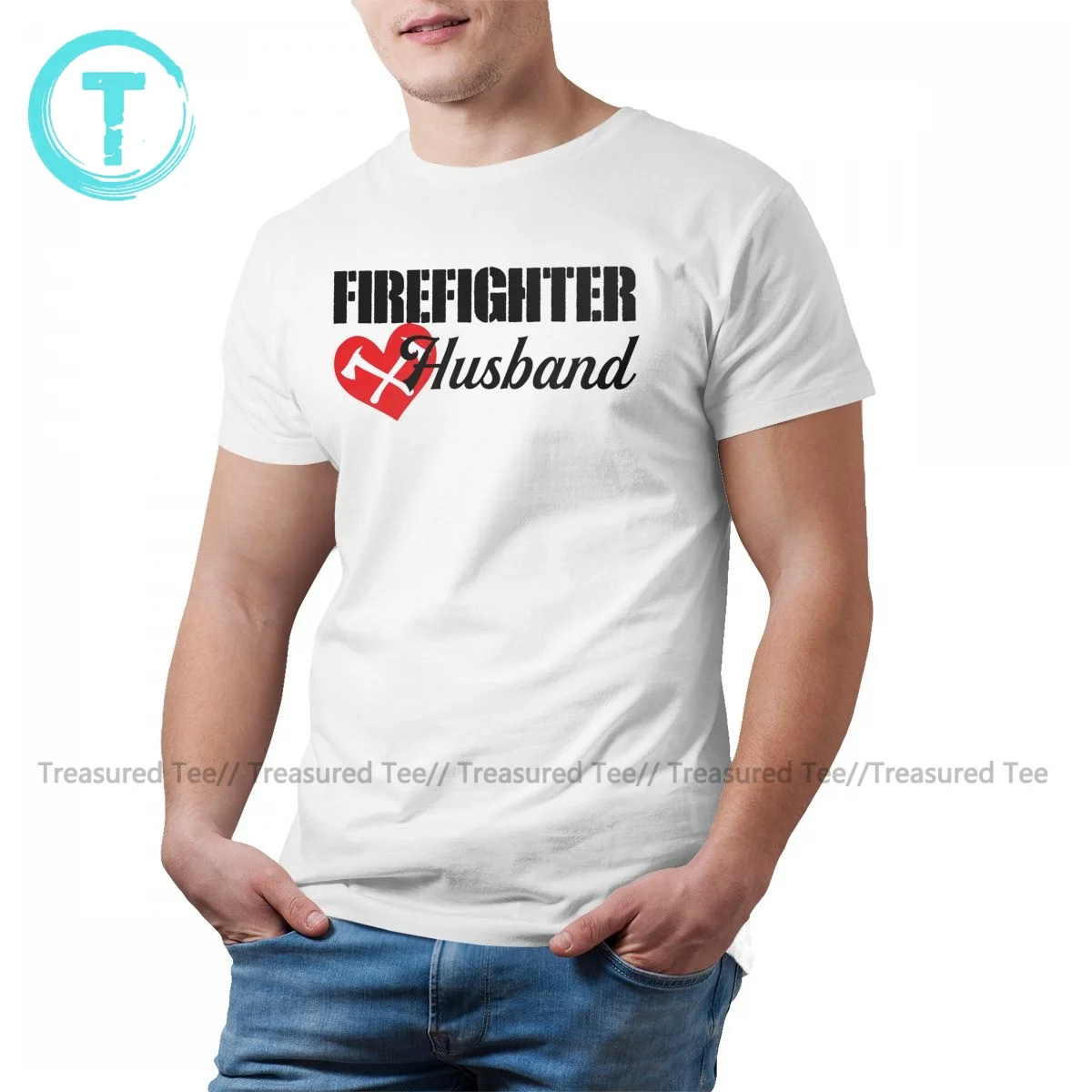 

Firefighter T Shirt Mens Fun 100 Percent Cotton Graphic Tee Shirt Short Sleeves Classic T-Shirt Big