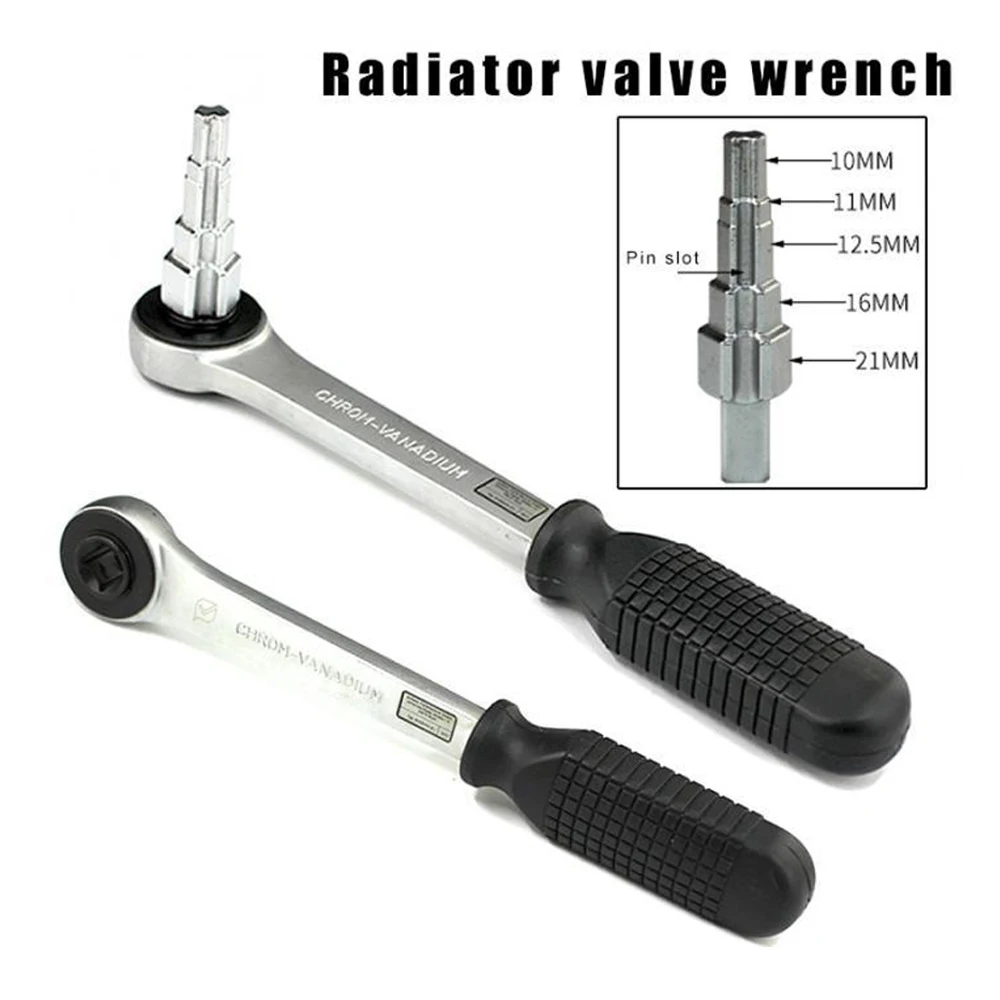 10-21mm Ratchet Wrench Valve Pumping Disassembly Carbon Steel Pagoda Head Wrench Radiator Valve Ratchet Wrench