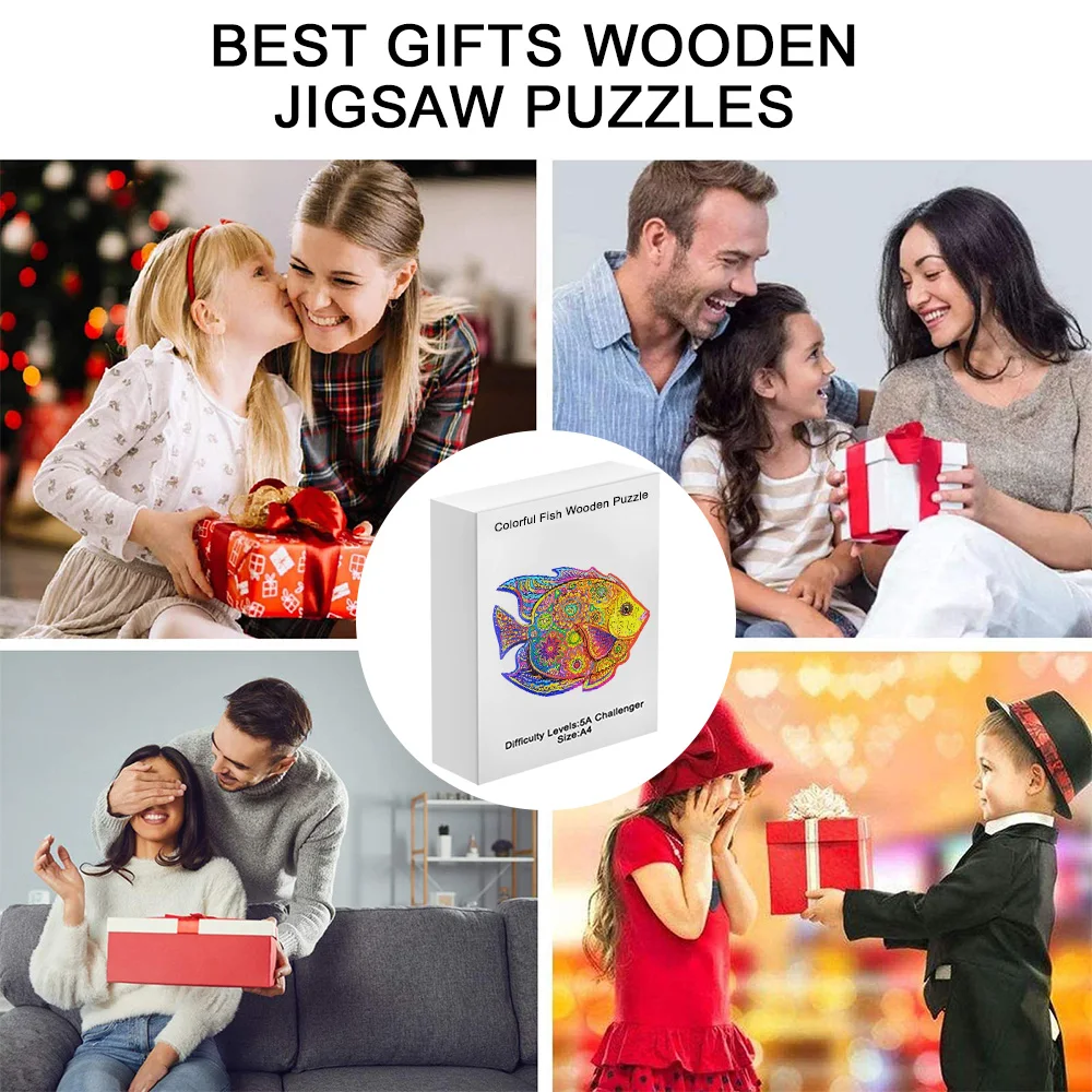 

Animal Wooden Puzzle Fish Shape For Adults Children DIY Crafts Kids Toys 3D Wood Puzzles Wooden Jigsaw A3 Decorations Supplies