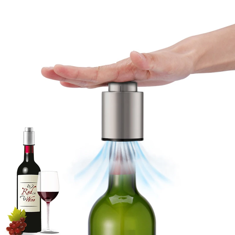 

Stainless Steel Vacuum Red Wine Bottle Stopper Silicone Sealed Wine Stopper Keep Fresh For 7 Day With Date Marking For Bar Tool