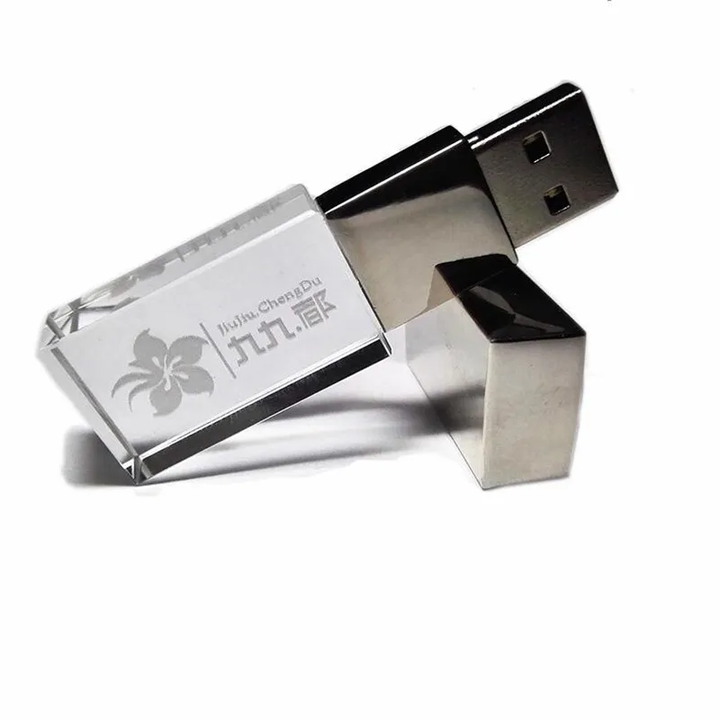 Металлический кристалл USB 2,0 флэш-накопитель(пользовательский DIY логотип