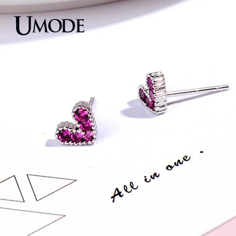 UMODE новые серьги гвоздики из стерлингового серебра 925 пробы с фиолетовым красным