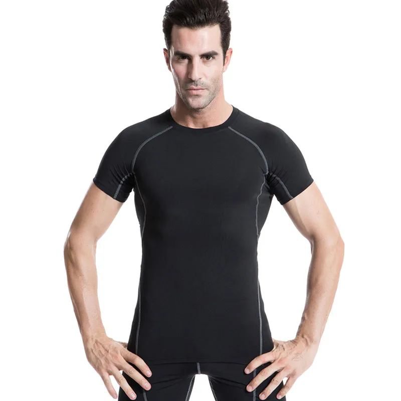 Новинка 2019 Мужская компрессионная облегающая футболка для фитнеса баскетбола