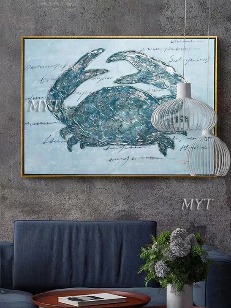 

New Design Crab Picture Art Hand-painted Animal Oil Painting Canvas Wall Paintings Art On Canvas No Framed For Kids Room Decor
