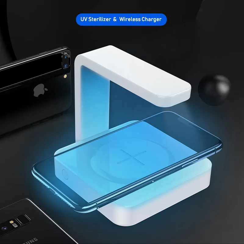 

UV Light Sterilizer with Wireless Charger Mobile Phone Cleaner Table Phone Disinfection Lamp& Wireless Charging
