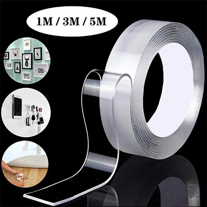 

Double Sided Tape Washable Reuse Nano Magic Tape Transparent No Trace Waterproof Adhesive Tape Nano Tape Clear 1m/3m/5m