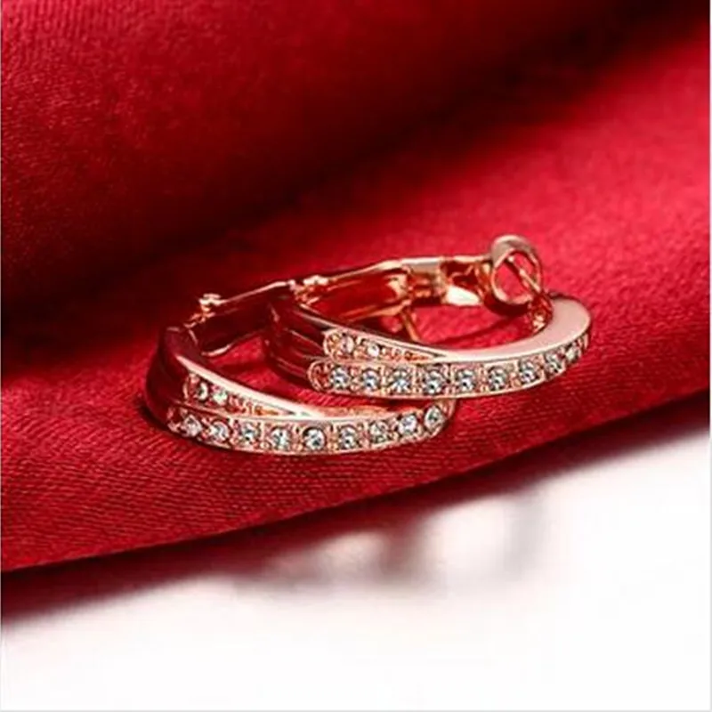 Кольцо для ушей из розового золота с цирконами модные ювелирные украшения серьги