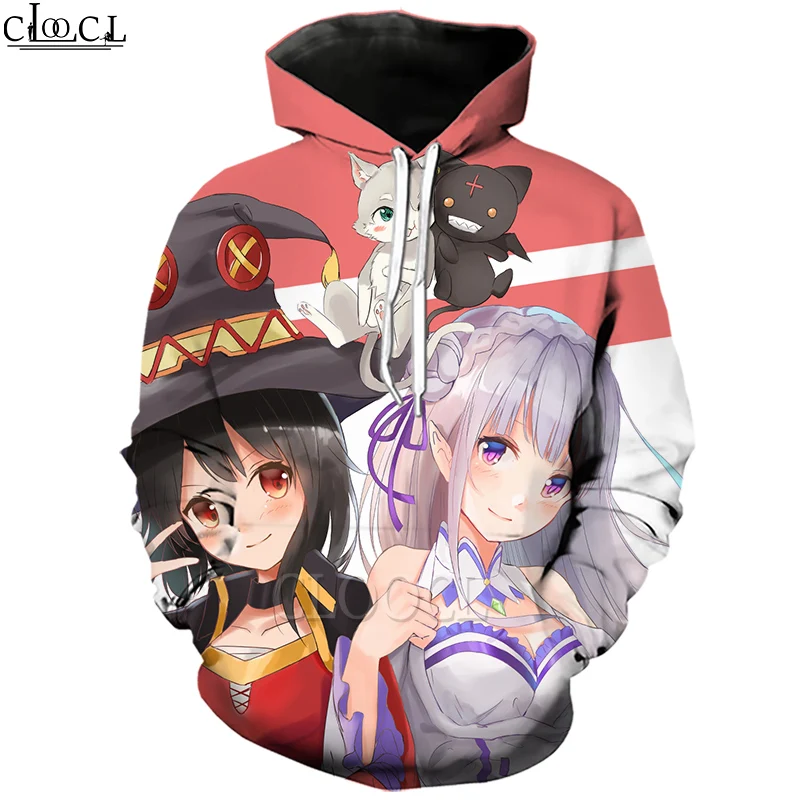 Толстовки CLOOCL Anime Megumin Konosuba 3D принт мужские и женские модные кофта для бега