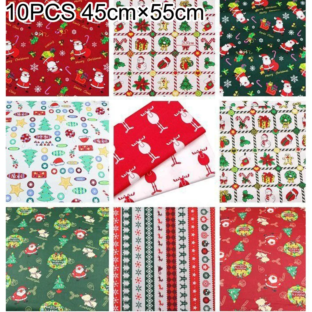 Рождественская ткань красный синий за метр набор из хлопчатобумажной ткани