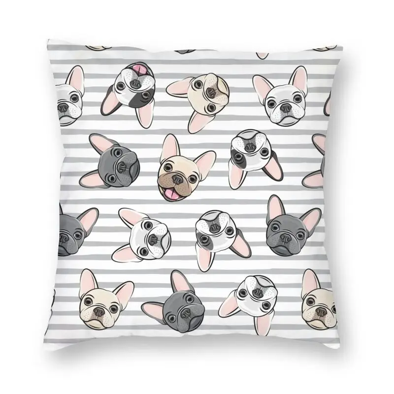 

Серая полосатая Милая французских бульдогов чехол для подушки 40x40 домашний декор 3D принт Frenchies собака подушка чехол для дивана с двух сторон