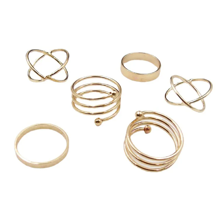 

6 pieces/set of knuckle rings female fashion personality lightweight luxury niche design cold wind simple ring set