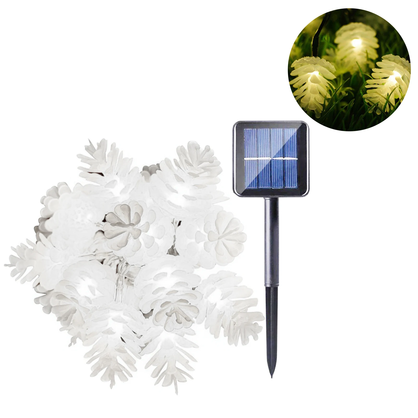 

Светодиодная гирсветильник 5 м на солнечной батарее, энергосберегающая лампа для спальни, фестиваля, гостиной, сосновые конусы, садовый про...