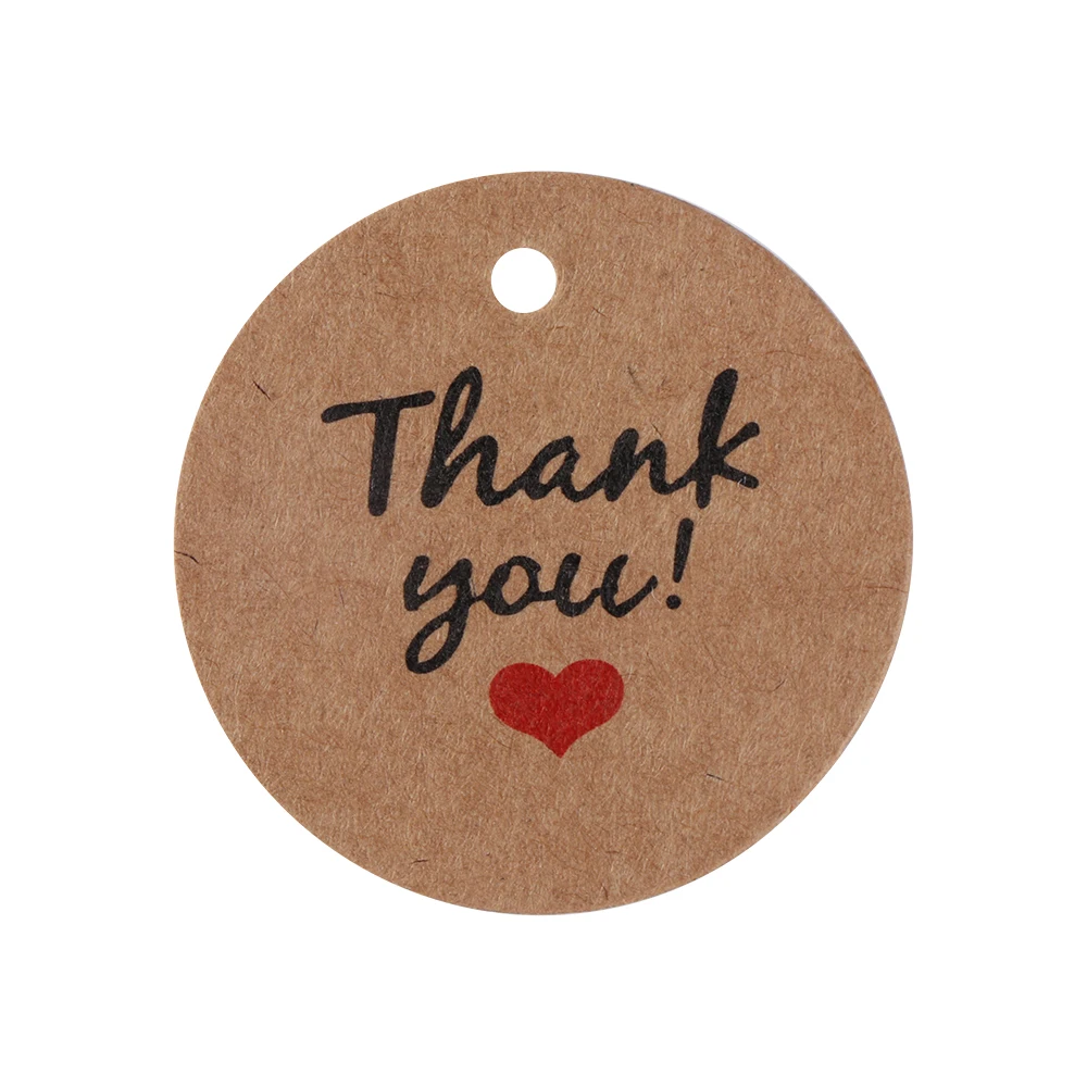 100 шт./пакет спасибо с красным украшение в виде сердца крафт-бумажная бирка для