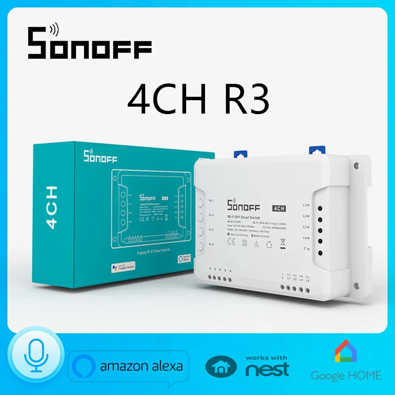 

SONOFF 4CH R3 4 Gang Wifi Switch DIY Smart Switch APP Remote Control Wireless Smart Home Controller Works With Alexa Goole Home
