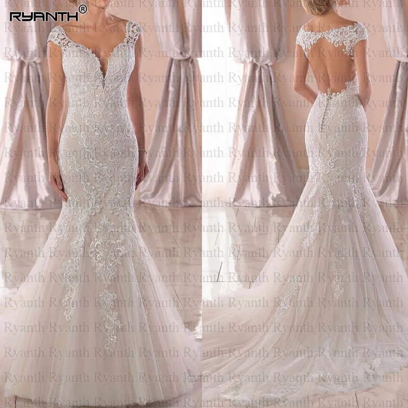 Vestido de noiva сексуальное кружевное с рыбьим хвостом свадебное платье в стиле бохо Роскошные Vestidos de noiva изготовление под заказ открытая спина халат de mariee