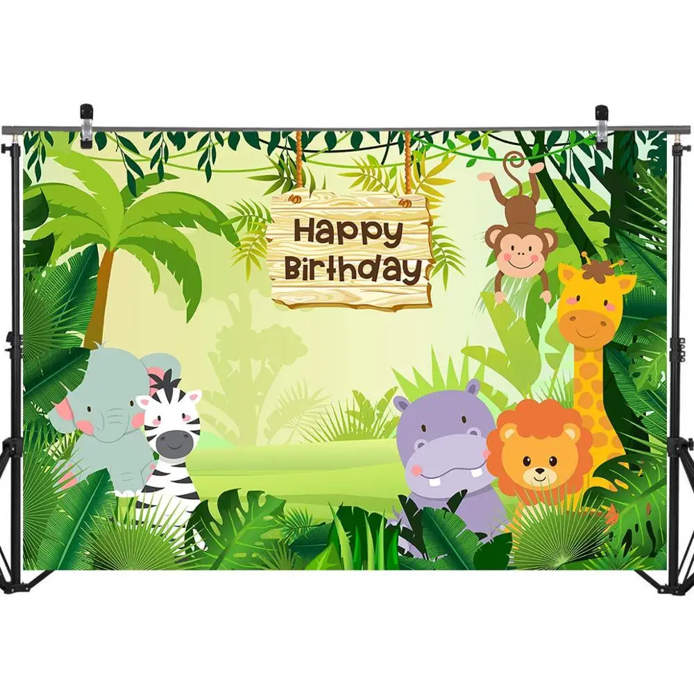 Джунгли сафари фотография фон мультфильм Животные лес Дети День рождения