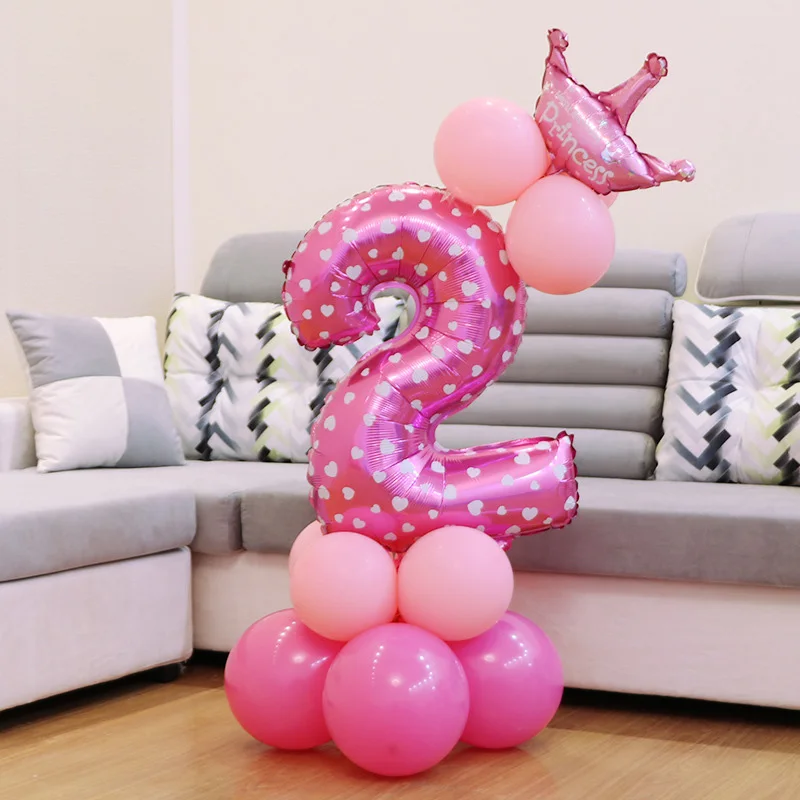 pink 2 1 шт. воздушный шар в форме цифры для детей подарок Алюминий Фольга 32 дюймов Baby Shower Декор Детская День рождения школьные принадлежности детям игрушки - Цвет: pink 2