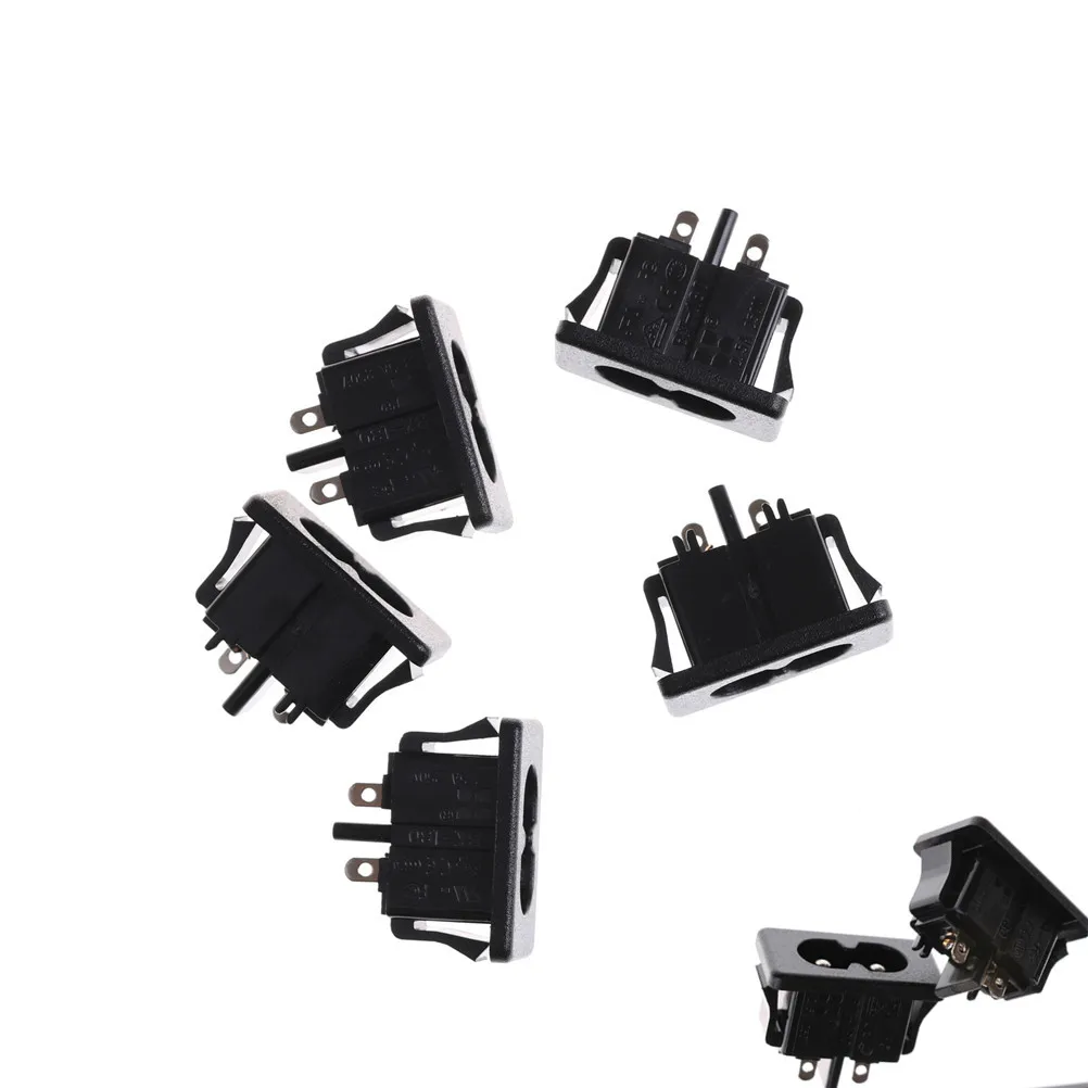 5 шт./лот черный AC250V 2.5A IEC320 C8 Мужской 2 шпильки мощность на входе Разъем Панель