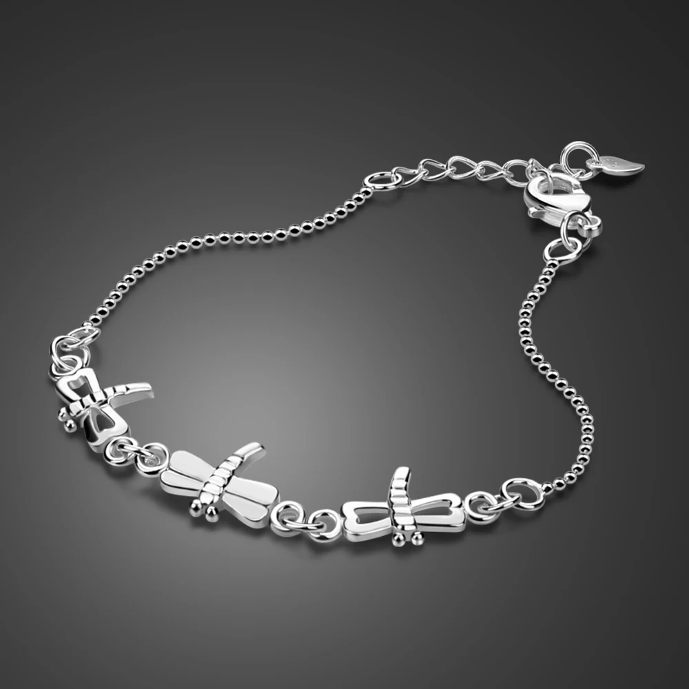 

Браслет женский из серебра 100% пробы, 925 пробы, в виде стрекозы