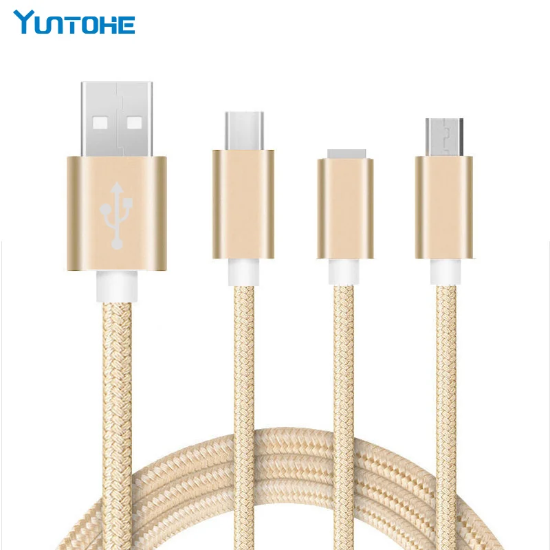 Зарядный кабель Micro USB Type-C 3 в 1 для iPhone Xiaomi Redmi Note Samsung мобильный телефон USB-кабель