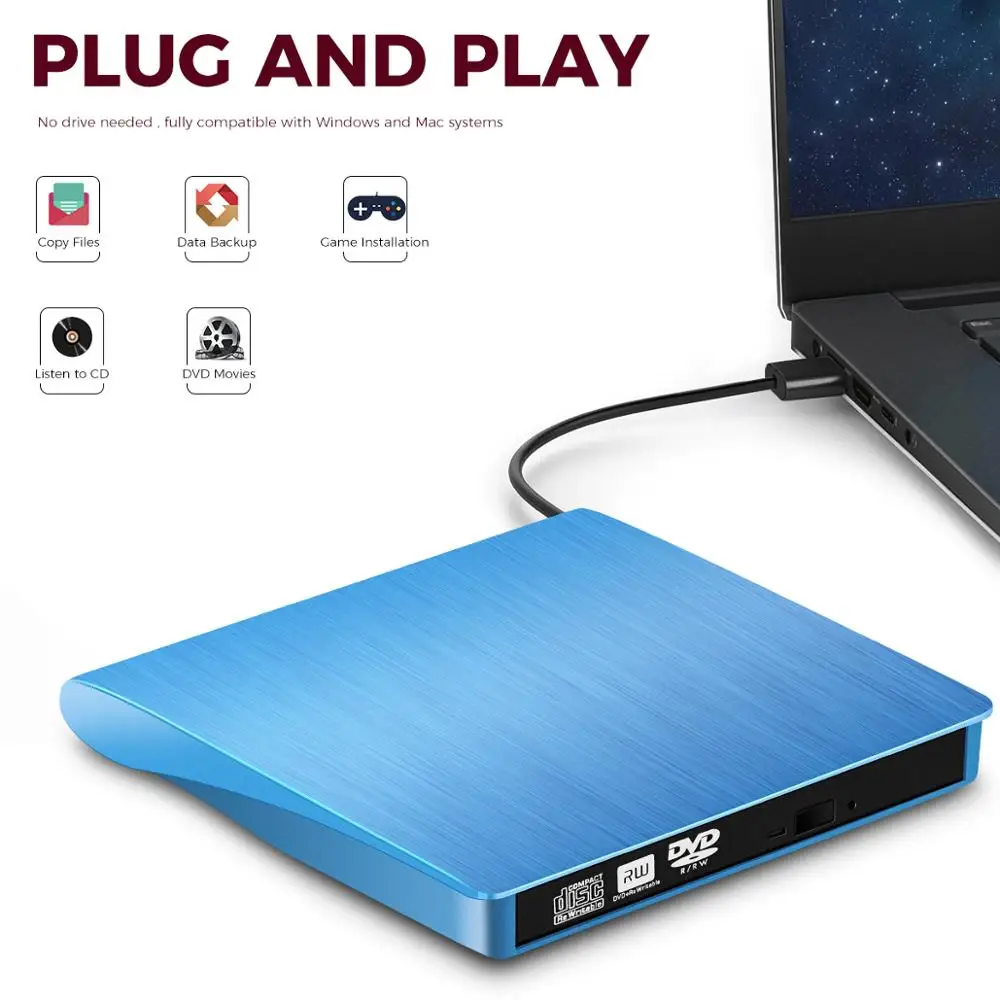 Внешний оптический привод YiYaYo USB 2 0 DVD RW для hp ноутбуков macbook MAC|Оптические