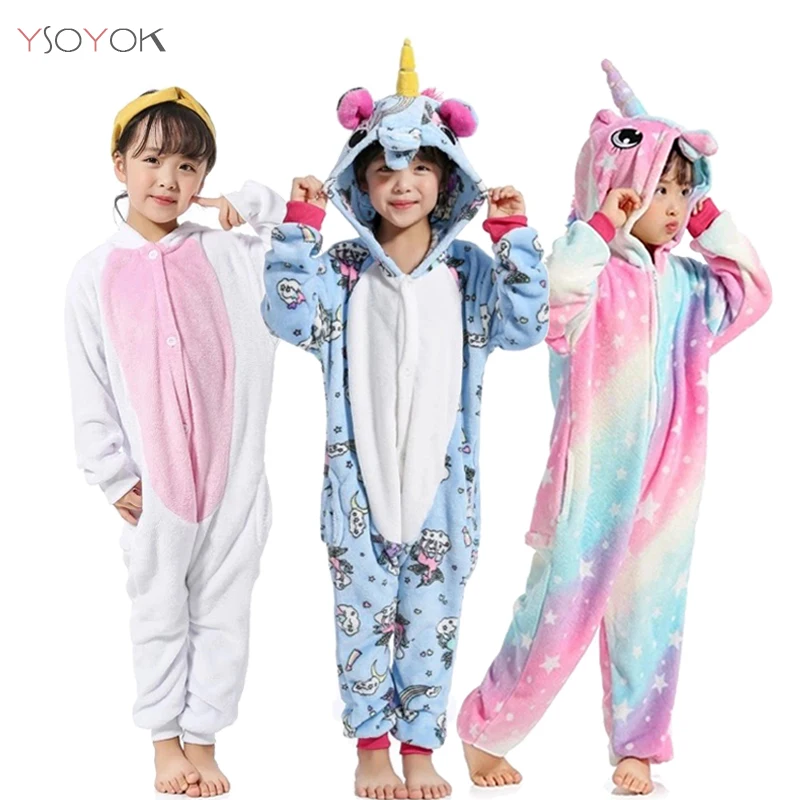 Kigurumi/детская зимняя одежда для сна; детская пижама панда с единорогом; комплекты одежды для маленьких девочек и мальчиков; комбинезон с Пикачу для детей 4, 6, 8, 10, 12 лет