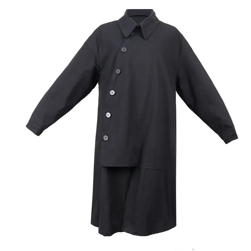 

Khaki Lrregular Tailoring Long Coat 2020 Fall Winter Single-breasted Thick Coat Women Thick Coat Women