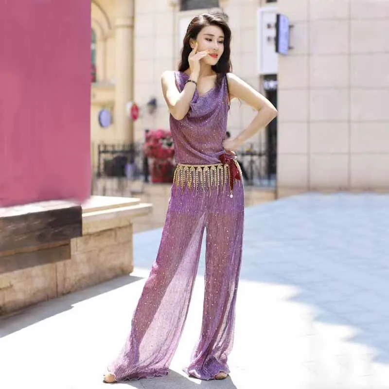 Женский комбинезон для танца живота сексуальный шелковый выступлений одежда