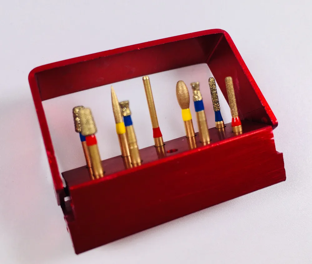 

9 шт. стоматологических алмазных боров (детектор металла золота Высокая инкрустация подготовки комплект золотой ключ