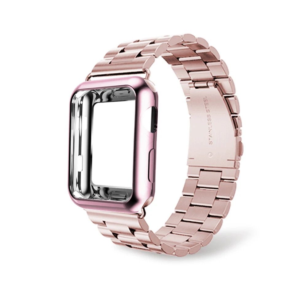 Ремешок из нержавеющей стали+ чехол для Apple Watch, версии 5 40 мм 44 мм металлический браслет для наручных часов iwatch серии 4/3/2/1, 42 мм, 38mmStrap аксессуары