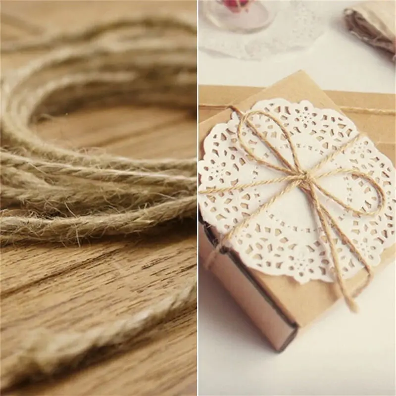 1x рулон горячий 33 м DIY упаковка крафт пеньковая веревка джутовый шпагат коробка