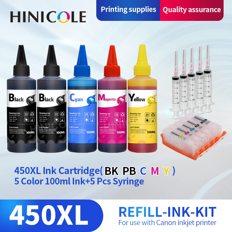HINICOLE пополнения чернил комплект + картридж для Canon PGI-450 CLI-451 PIXMA IP7240 MG5440 MG5540 MG6440 MG6640