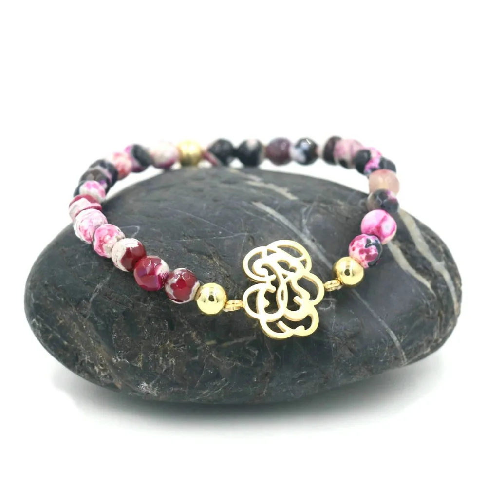 Натуральный двойной граненые бусины из розовых камней браслет на веревке для