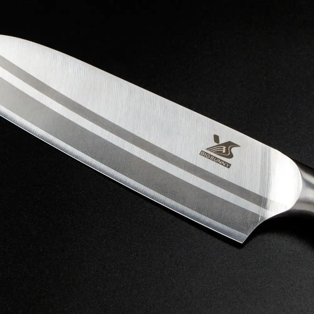 BIGSUNNY 7 дюймовый нож Santoku с немецкой стальной бритвой острое лезвие многоцелевое