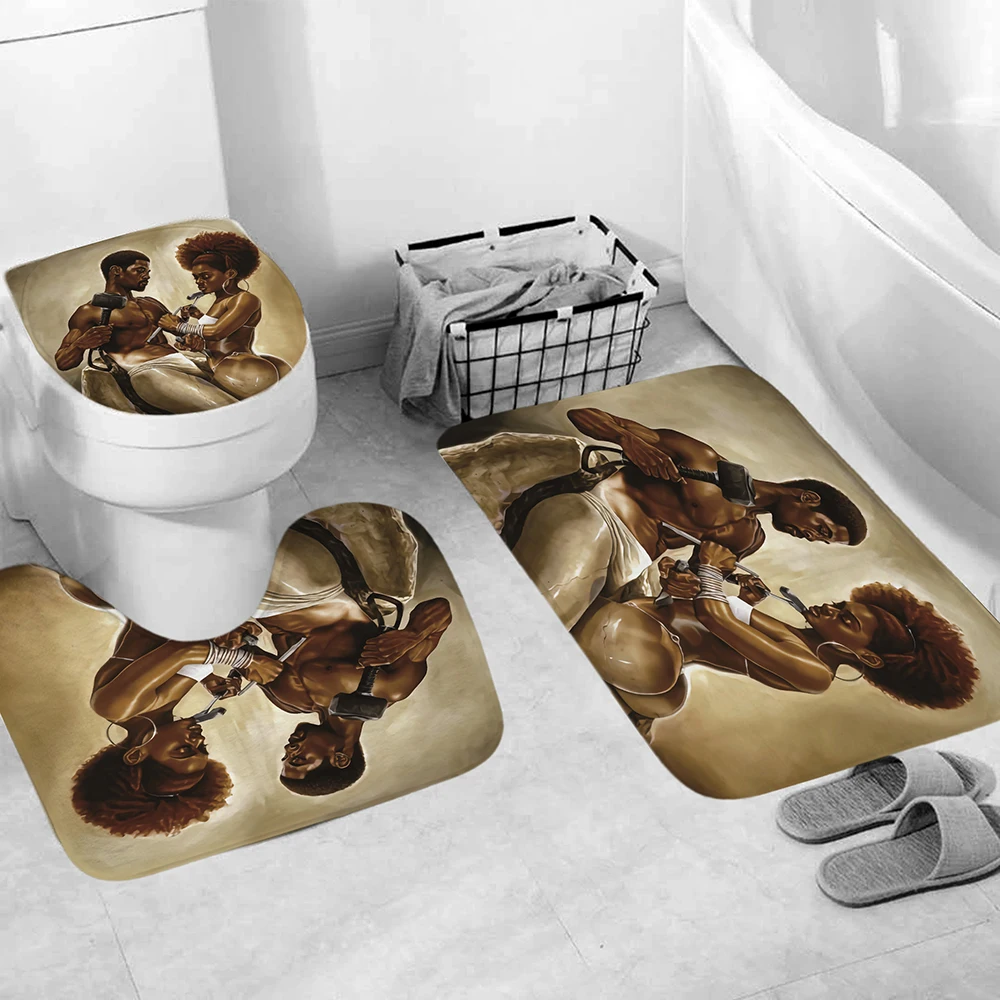 Занавеска для душа в африканском стиле влюбленных пар черная занавеска ванной