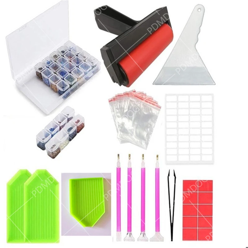 

PDMDOG Diy Diamond Embroidery Accessories and Tools Kit Adult or Kids Diamond Painting Box Mosaic Glue Pen Kit