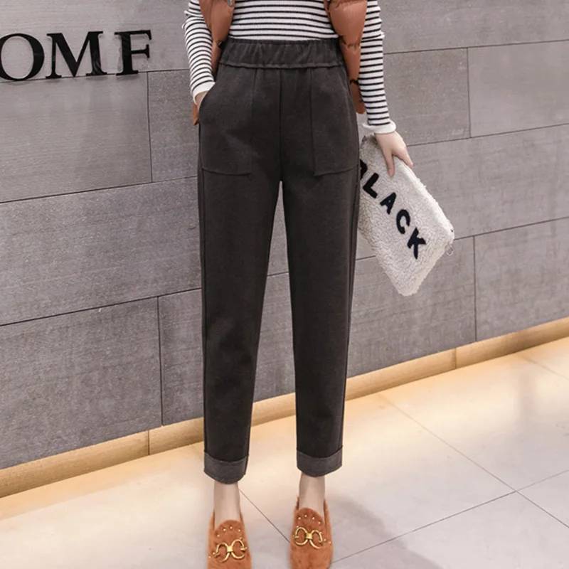 Женские шерстяные брюки Осень зима 2019 женские повседневные штаны с эластичной