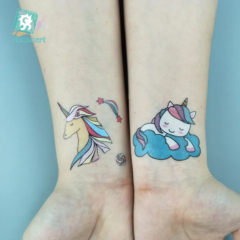 Rocooart Горячая продажа мини Единорог Лошадь тату дизайн для мальчиков и девочек