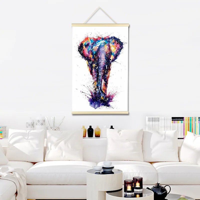 Цветная картина со слоном и бриллиантом с деревянной рамкой абстрактная поп арт