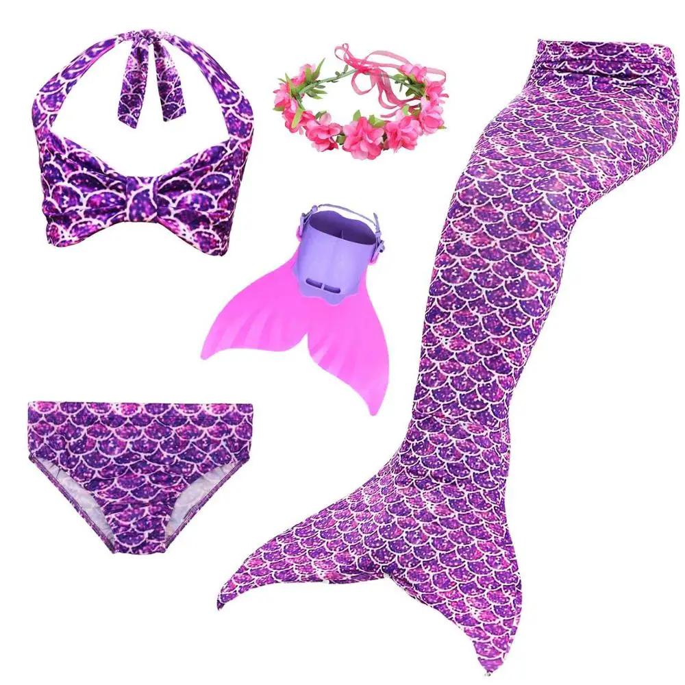 style8-5pcs Детский купальный костюм русалки для девочек, Костюм Русалки для костюмированной вечеринки, купальный костюм русалки, комплект бикини для детей - Цвет: style8-5pcs